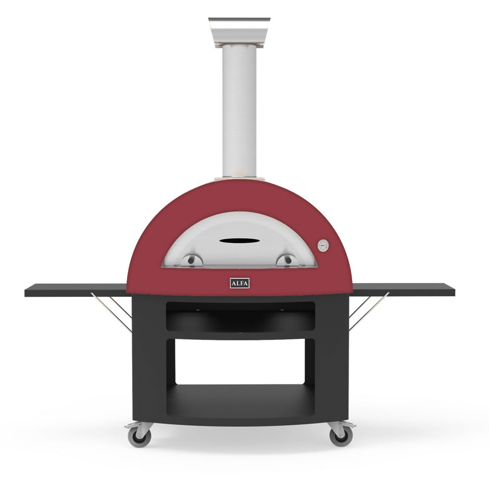 Pizzaofen Alfa forni Moderno 5 Pizze mit Unterbau in Rot